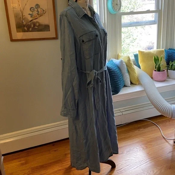 Who What Wear lightweight denim belted midi shirt dress size XXL - Picture 3 of 11